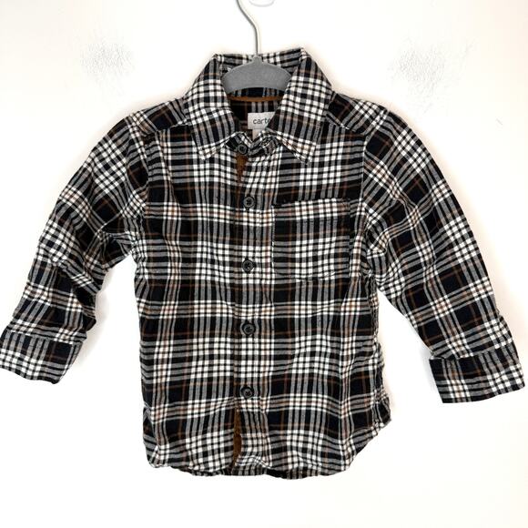 Carter's Baby Boy Plaid Button Down Shirt One Piece Set Red Black Size 12 Months - Picture 8 of 13